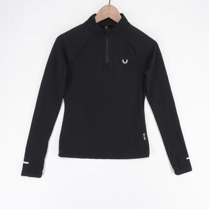 ASRV Quarter Zip Pullover Womens S Black Thumbholes Athletic Training